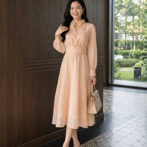 Đầm Xuân Hè trễ vai nhún bèo, chân đổ